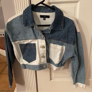 Missguided patchwork denim jacket, petite size 4